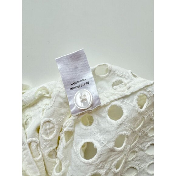 SOLID & STRIPED Harper White Cotton Eyelet Belted Shirt Dress Cover-Up, Size S - Picture 15 of 16